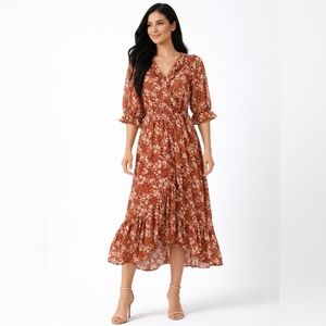 LC Lauren Conrad Women's Dress in Rich Rust